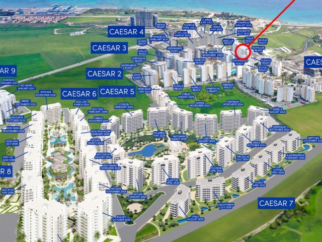 İskele Caesar Resort-2 2+1 Satılık Ful Eşyalı Deniz Manzaralı - Fotoğraf 4