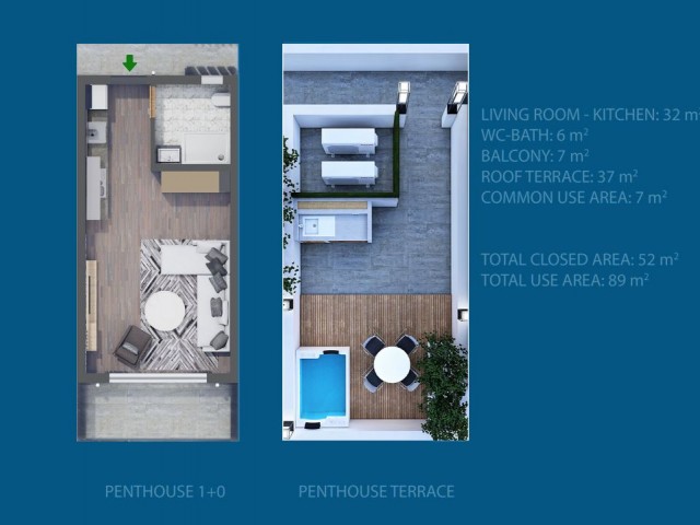 İskele La Joya Penthouse Stüdyo 1+0 Satılık - Fotoğraf 1