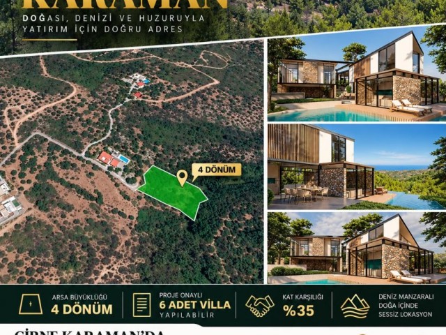 Girne Karaman’da Proje Onaylı 4 Dönüm Arsa Kat Karşılığı - Fotoğraf 1