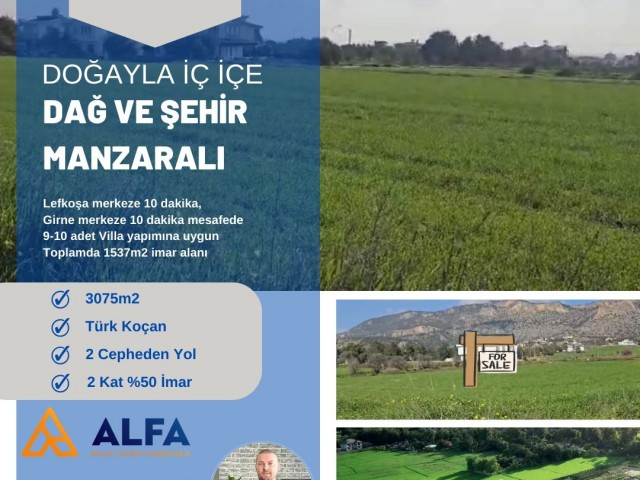 Girne Ağırdağ Bölgesinde 10 Adet Villa Yapımına Uygun Dağ ve Şehir Manzaralı Türk Koçan Arazi - Fotoğraf 1