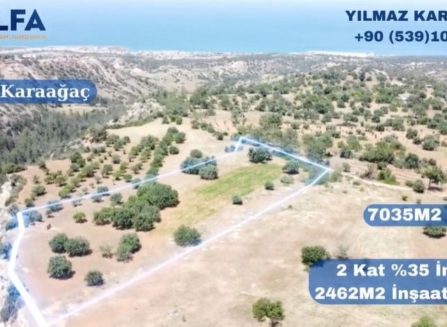 Girne Karaağaç ta Muhteşem Dağ Ve Deniz Manzaralı Satılık 5 Buçuk Dönüm Arazi - Fotoğraf 1