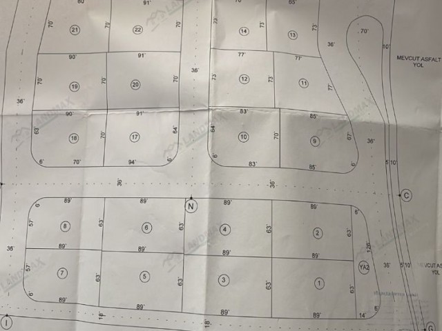 KUZEY KIBRIS İSKELE - BALALAN BÖLGESİNDE DENİZ'E VE YOL'A SIFIR KONUMDA 24 ARSA PARSEL PROJELİ SATILIK TÜRK KOÇANLI 17 DÖNÜM 1 EVLEK İMARLI ARAZİ !