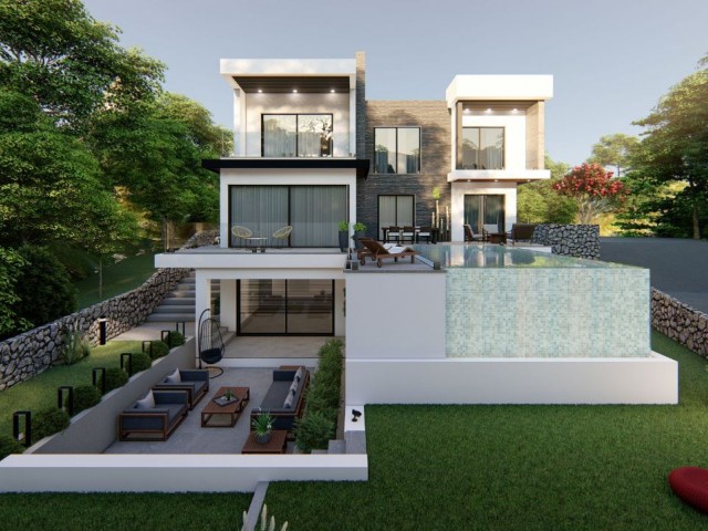 MUHTEŞEM MANZARAYA SAHİP GİRNE Karmi'de satılık 4+1 özel havuzlu, bahçeli triplex villa! Masrafsız, KDV, trafo dahil fiyat! - Fotoğraf 1