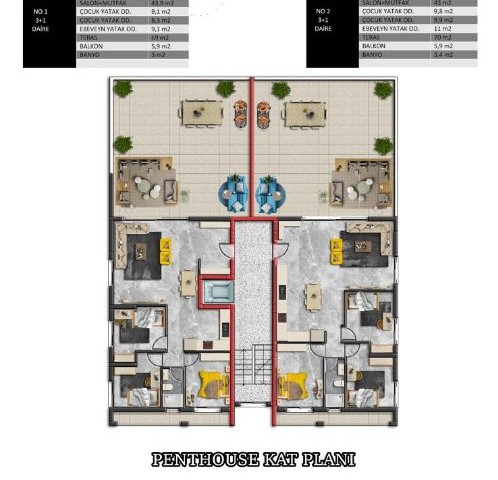 Mağusa Çanakkale bölgesinde 2+1 ve  3+1 penthouse dairelerimiz  ( 4 ay sonra hazır % 20 peşinat kalanı 24 ay elden ödeme imkanı )