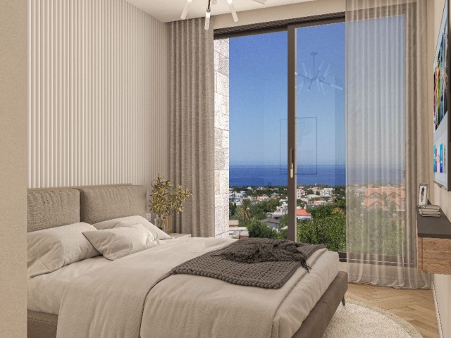 Girne Alsancak’ta Satılık 2+1 Penthouse ve Bahçeli Daireler – 2 Banyolu, Ortak Yüzme Havuzlu, Deniz ve Dağ Manzaralı - Fotoğraf 4