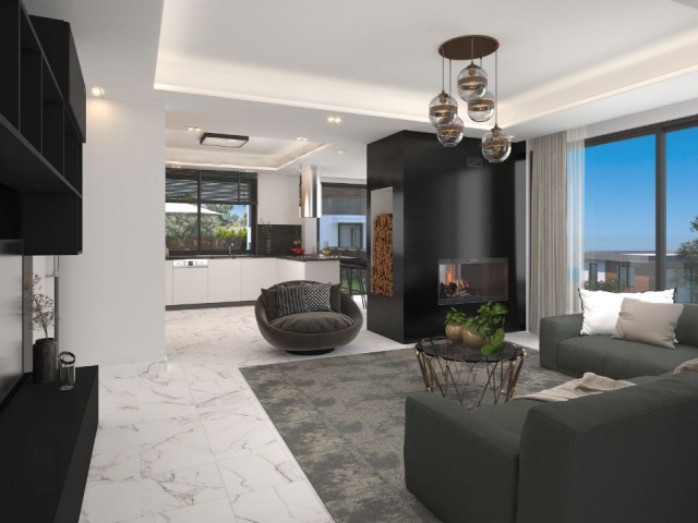 Girne Çatalköy'de 4 Yatak Odalı 950M2 Arsa Büyüklüğünde Şömineli Havuzlu ve Deniz Manzaralı Villa Projemiz - Fotoğraf 2