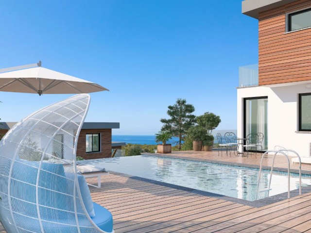 Girne Çatalköy'de 4 Yatak Odalı 950M2 Arsa Büyüklüğünde Şömineli Havuzlu ve Deniz Manzaralı Villa Projemiz - Fotoğraf 3