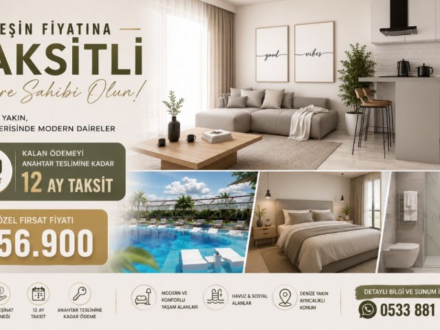 İskele Boğaz'da £56.900'dan Başlayan | Peşin fiyatına taksit imkanı!