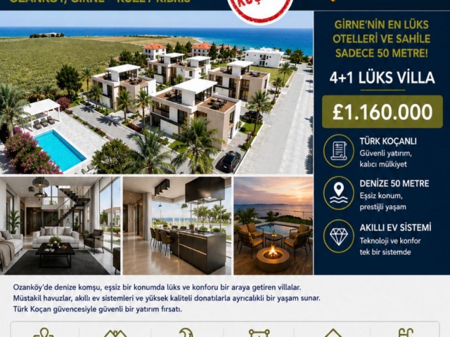 Girnenin en lüks hoteller ve sahile çok kolay ulaşımda eşibenzersız 4+1 lüks villa.!!!TÜRK TAPULU!!!! - Fotoğraf 1
