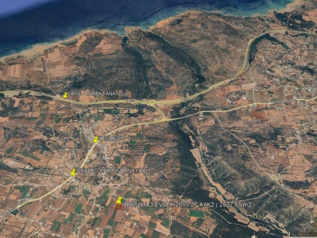 İskele Yeşilköy 1 Dönüm 3 Evlek 2055.27 Ayk2 ( 2532.51 m2 ) Satılık İmara Açık Arazi *** £55.000 GBP *** - Fotoğraf 3
