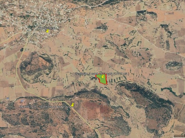 İskele - Yedikonuk 12 Dönüm 3 Evlek 1673 Ayk2 ( 17215 m2 ) Fasıl 96 İmarlı Satılık Arazi *** Toplam £68.000 *** - Fotoğraf 4