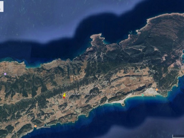 İSKELE - DİPKARPAZ DAİRE TAKASINA UYGUN 4 DÖNÜM 1712 AYK2 (5511.16 m2) SATILIK ARAZİ *** £55.000 GBP ***