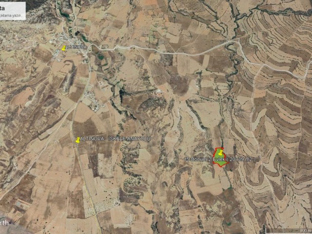 İSKELE - ALTINOVA 15 DÖNÜM 2 EVLEK (20739 m2) SATILIK ARAZİ *** DÖNÜMÜ £3.500 GBP***