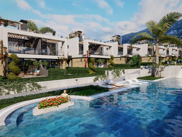 Lapta Girne'de site içerisinde Satılık 2+1 ikiz villa