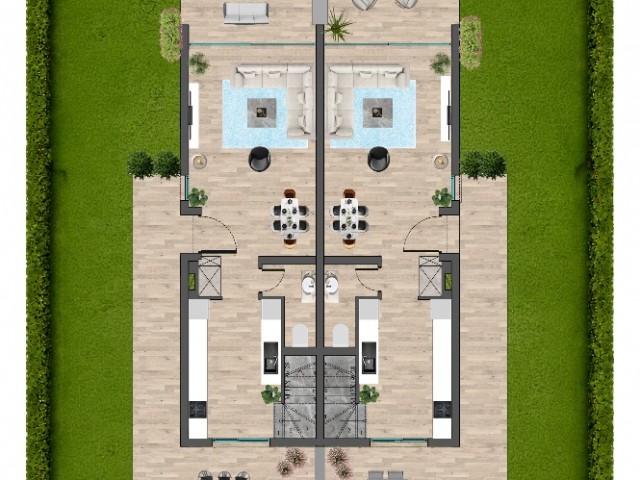Lapta Girne'de site içerisinde Satılık 2+1 ikiz villa - Fotoğraf 3