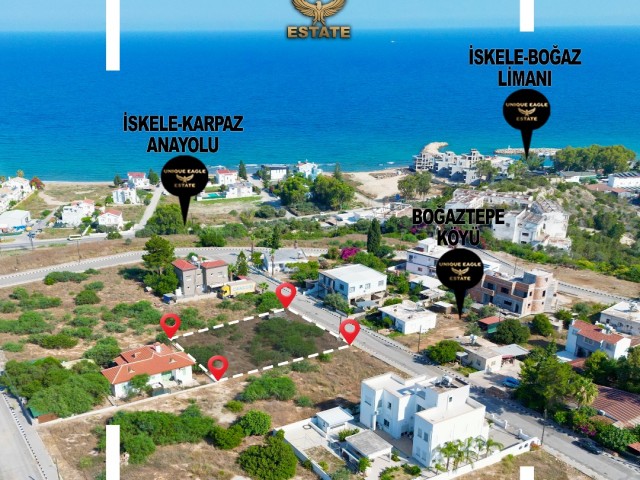 İSKELE-BOĞAZTEPE'DE TOPLAM 875 METRE KARE (2 EVLEK 2.200 AYAK KARE) FULL DENİZ MANZARALI SATILIK ARSA £130.000