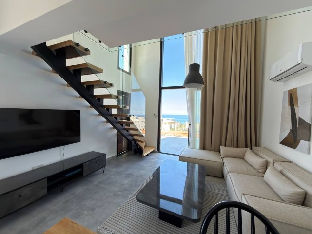 GİRNE ESENTEPEDE DENİZ MANZARALI SATILIK 1+1 LOFT DAİRE – ROOF TERASLI