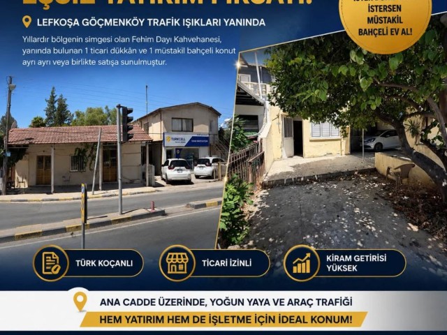 Yatırım Yapmayı Düşünenler İçin Tam Zamanı. İster Sadece Kahvehane İster Dükkan AL istersen Müstakil Bahçeli ev AL Lefkoşanın Merkezi Göçmenköyde Trafik Işıkları Yanında Bulunan Meşhur Fehim Dayının Kahvehanesi ile 1 Dükkan ve 1 Konut Ayrı Olarak Satılıkdır - Fotoğraf 1