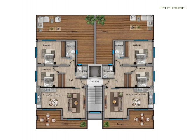 Gazimağusa'da Şehir Manzaralı 2+1 (90+55 M2) Penthouse: Yatırım için mükemmel fırsat!