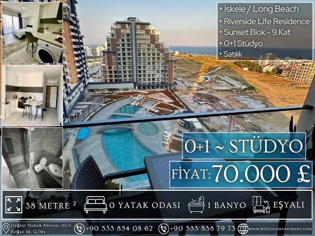 💷 70.000 £ | ❌ Sözleşme Yenileme Ücreti Yok ❌ | Deniz & Havuz Manzaralı Stüdyo | Rıversıde Lıfe Resıdence | İskele Long Beach - Fotoğraf 2