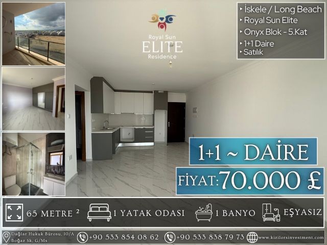 🏡 70.000 £ | ❌ Sözleşme Yenileme Ücreti Yok ❌ | Sıfır 1+1 Daire | İskele – Long Beach | Royal Sun Elıte | Onyx Blok - Fotoğraf 2