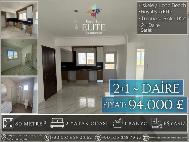 🏡 94.000 £ |❌ Sözleşme Yenileme Ücreti Yok ❌ | Sıfır 2+1 Daire | İskele – Long Beach | Royal Sun Elıte | Turquoıse Blok - Fotoğraf 3
