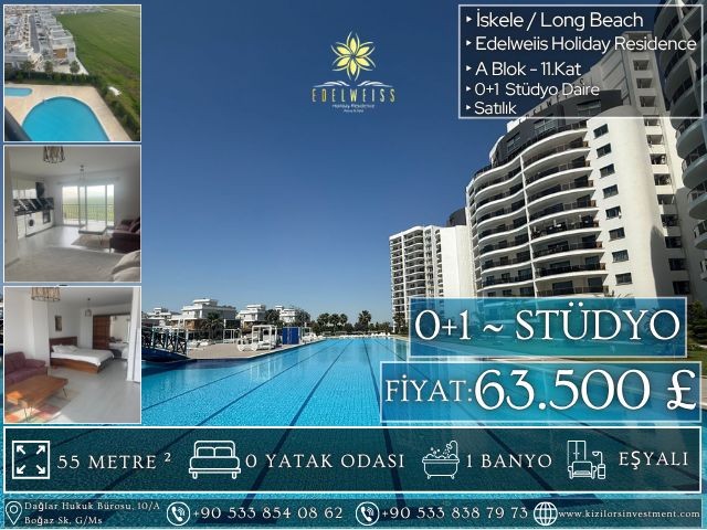 🌿 63.500 £ | YÜKSEK KAT | HAVUZ MANZARALI STÜDYO | EDELWEISS HOLIDAY RESIDENCE | KIZILÖRS INVESTMENT