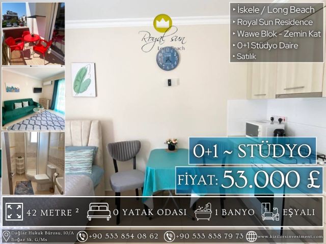 🌿 53.000 £ | Tapusu Hazır - Banka Kredisine Uygun | Royal Sun Residence| Stüdyo Daire | İskele - Long Beach | Kızılörs Investment - Fotoğraf 2