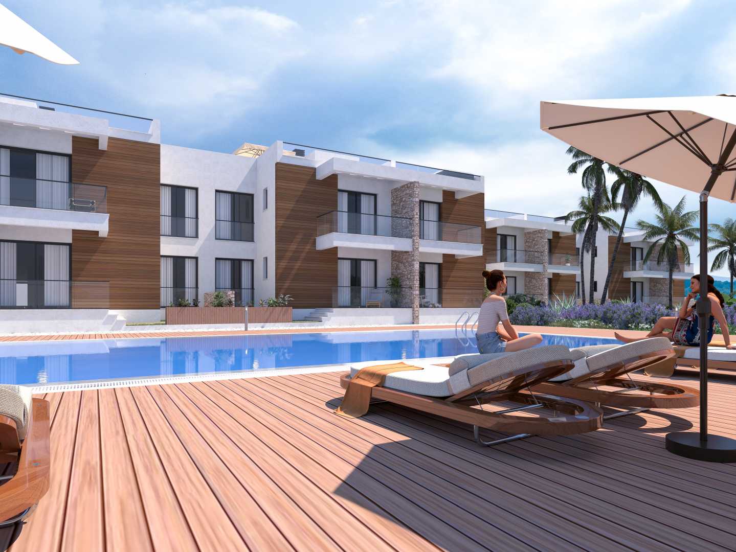 Girne Karaağaç Bölgesinde Lüks Site İçerisinde 2 + 1 Bahçeli Daireler