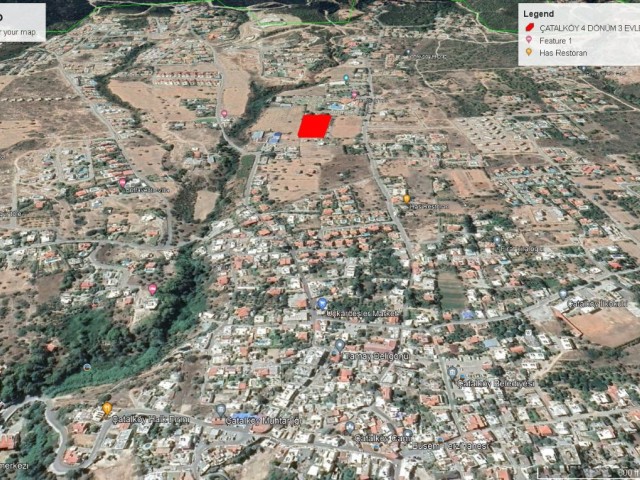 GİRNE ÇATALKÖY DE DENİZ MANZARALI 4 DÖNÜM 3 EVLEK SATILIK ARAZİ ADEM AKIN 05338314949