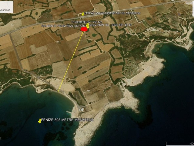 Not: Toplam Fiyatı : 60,000 GBP : Yenierenköy de Ana Yola 88 Metre Mesafe de ve Deniz 500 M2 Mesafede Süper Konum da Satılık 1750 M2 Arazi Adem Akın 05338314949 - Fotoğraf 1