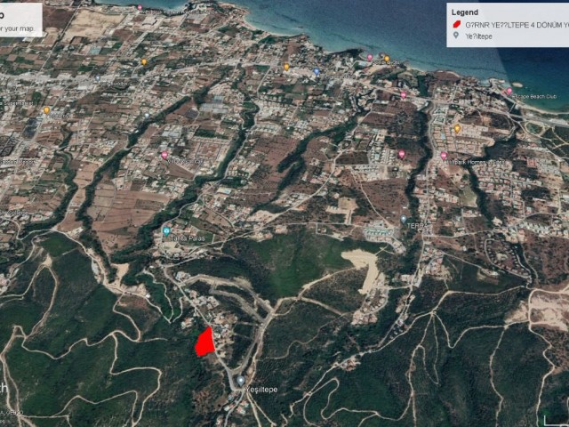 Girne Yeşiltepe de Dağ ve Deniz Manzaralı Harika Konumda Satolık 4 Dönüm Arazi Dönüm Fiyatı 66,600 GBP 3adem Akın 05338314949 - Fotoğraf 2