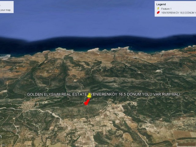 NOT: DÖNÜM FİYATI 5,000 GBP . YENİERENKÖY DE DAĞ VE DENİZ MANZARALI TÜRK KOÇANLI  SATILIK 16,5 DÖNÜM ARAZİ ADEM AKIN 05338314949
