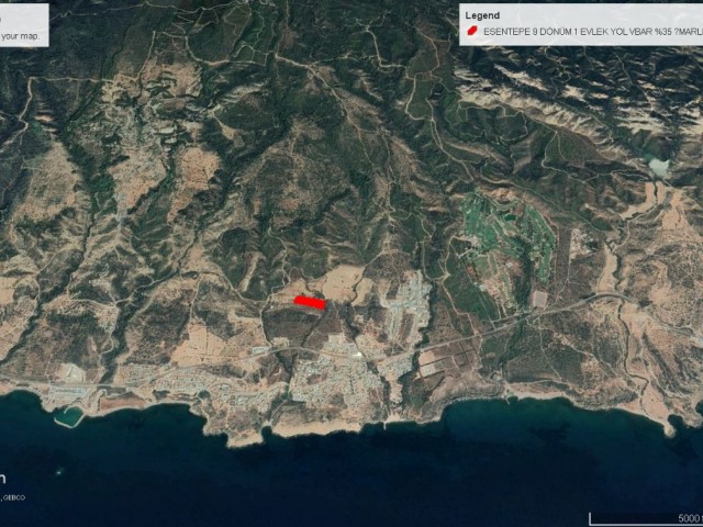 Esentepe de Süper Konumda Net Deniz Manzaralı Satılık 16 Dönüm Arazi Dönüm Fiyatı 185,000 GBP Adem Akın 05338314949 - Fotoğraf 2