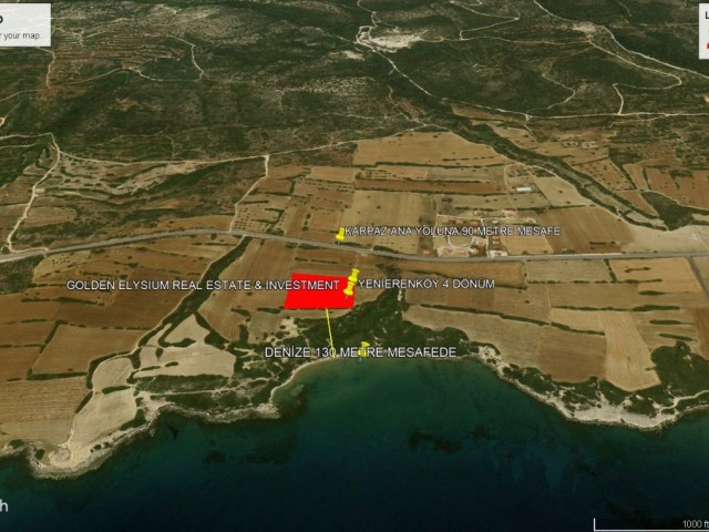 NOT: DÖNÜM FİYATI 105,000 GBP : YENİERENKÖY DE DENİZE SIFIR YATIRIMLIK VE EŞDEĞER KOÇANLI SATILIK 4 DÖNÜM ARAZİ ADEM AKIN 05338314949