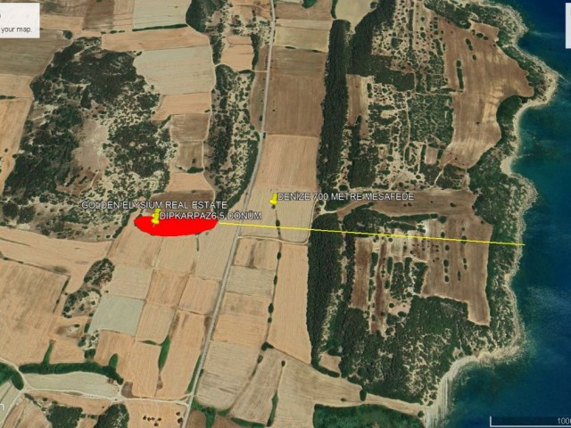 Not: Dönüm Fiyatı 12,000 GBP: Dipkarpazda Neize 700 Metre Mesafede ve Ana Yola 50 Metre Mesafede Satılık 6,5 Dönüm Arazi Adem Akın 05338314949 - Fotoğraf 1