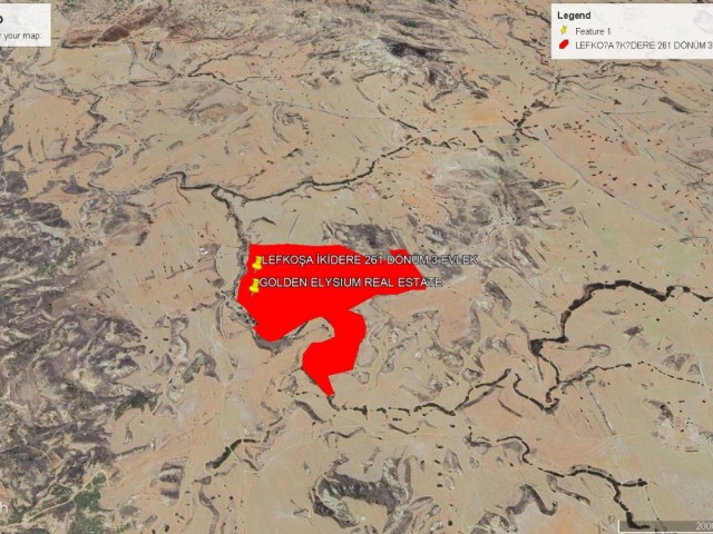 NOT DÖNÜM FİYATI : (3,500) GBP BÜYÜK VE ÇOK KARLI YATIRIM DÜŞÜNENLER İÇİN  LEFKOŞA İKİDERE BÖLGESİN DE  350,221 METRE KARE 261 DÖNÜM 3 EVLEK RESMİ YOLU MEVCUT ADEM AKIN 05338314949