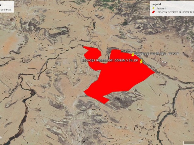 NOT DÖNÜM FİYATI : (3,500) GBP BÜYÜK VE ÇOK KARLI YATIRIM DÜŞÜNENLER İÇİN  LEFKOŞA İKİDERE BÖLGESİN DE  350,221 METRE KARE 261 DÖNÜM 3 EVLEK RESMİ YOLU MEVCUT ADEM AKIN 05338314949