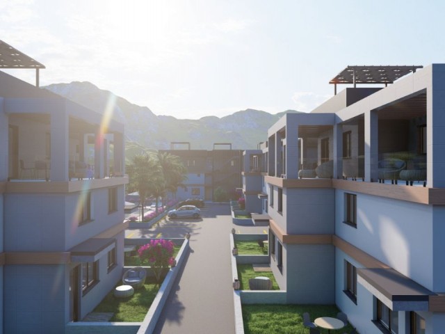 Girne Karaoğlanoğlunda 3+1 120m2 Ortak Yüzme Havuzlu Taşınmaya Hazır Koçanları Hazır Satılık Köşe Loft Daireler - Fotoğraf 2