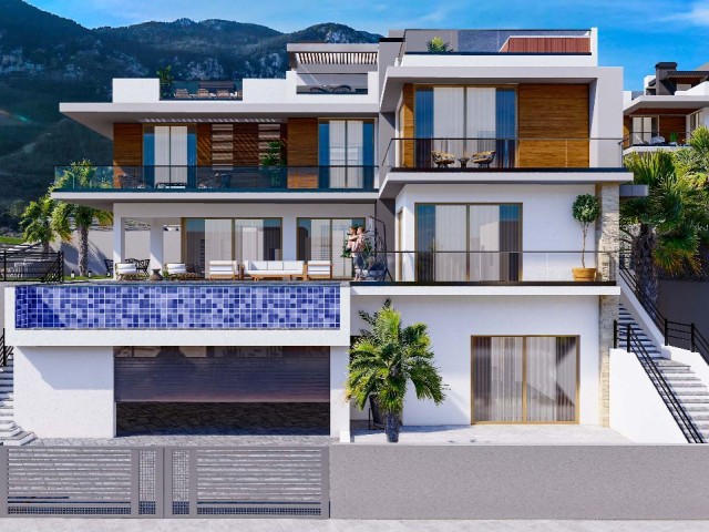 Girne Lapta'da Projeden Satılık Muhteşem Dağ ve Deniz Manzaralı Lüks 5+2 Villa !!! - Fotoğraf 2