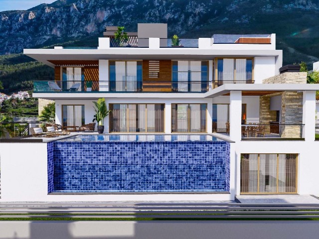 Girne Lapta'da Projeden Satılık Muhteşem Dağ ve Deniz Manzaralı Lüks 6+2 Villa !!! - Fotoğraf 3