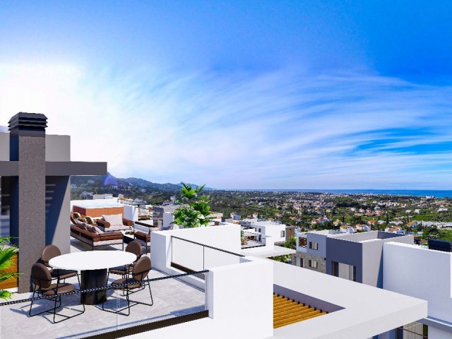 Girne Lapta'da Projeden Satılık Muhteşem Dağ ve Deniz Manzaralı Lüks 6+2 Villa !!! - Fotoğraf 4