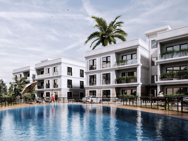 Gazimağusa Maraş bölgesinde havuzlu site içerisine yatay mimari % 30 peşinat ödeyerek faizsiz 24 ay ödeme seçenekleri ile 3+1 satılık daire AYŞE KEŞ 05488537006 - Fotoğraf 1