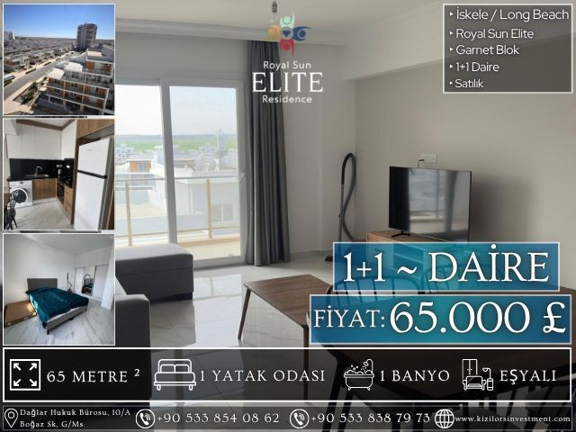 65.000 £ / SÖZLEŞME YENİLEME ÜCRETİ YOK • Royal Sun Elite, Garnet Blok, İskele – Long Beach • 1+1 Eşyalı Daire | KIZILÖRS INVESTMENT - Fotoğraf 4