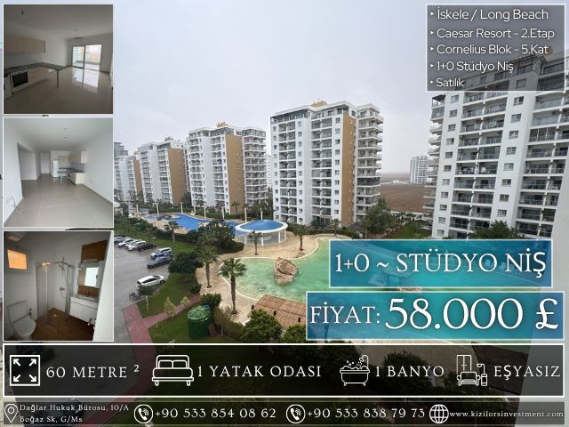 £58.000 • Caesar Resort 2. Etap, Cornelius Blok, İskele – Long Beach • 1+0 Studio Niş • 5. Kat • Havuz Manzarası | KIZILÖRS INVESTMENT - Fotoğraf 4