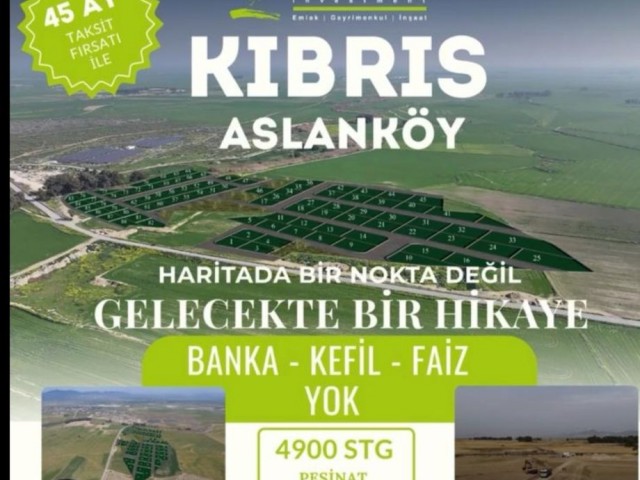 Aslanköy 49.000 Gbp, ( 1000 stg taksit 4900 stg peşinatla, Banka YOK, kefil yok, elden ödemeli )